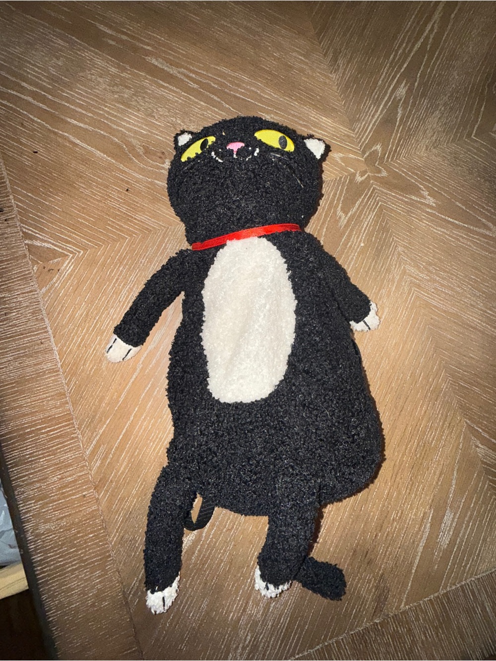 Spookyville Critters Plush Furry Black Cat Backpack Adjustable Straps
